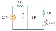 Calculate the capacitor voltage for t < 0 and t