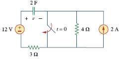 Calculate the capacitor voltage for t < 0 and t
