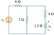 Determine the step response v0(t) to vs in the circuit