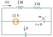 The switch in the circuit of Fig. 8.74 has been
