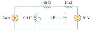 Consider the circuit in Fig. 8.79. Find vL(0+) and vC(0+)