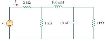 In the circuit of Fig. 9.43, determine i. Let vs