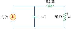 Determine vx in the circuit of Fig. 9.57. Let is
