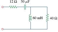 At Ï‰ = 377 rad/s, find the input impedance of