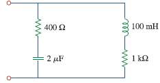 Find the equivalent impedance in Fig. 9.65 at Ï‰ =
