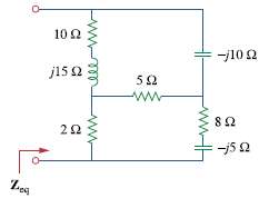 Find the equivalent impedance of the circuit in Fig. 9.77.
