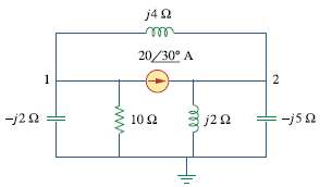Calculate the voltage at nodes 1 and 2 in the