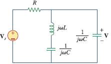 Using nodal analysis obtain V in the circuit of Fig.