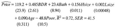 Question 6.5 reported the following regression (where standard errors have