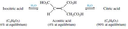 In the presence of the enzyme aconitase, the double bond