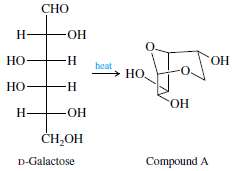 When D-galactose was heated at 165°C, a small amount of