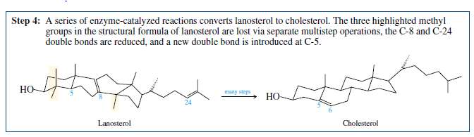 The biosynthesis of cholesterol as outlined in Figure 26.10 is