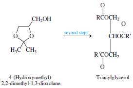 A synthesis of triacylglycerols has been described that begins with