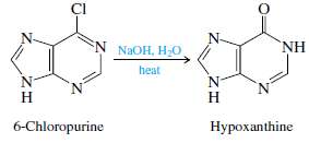 When 6-chloropurine is heated with aqueous sodium hydroxide, it is