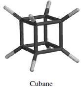 Cubane (C8H8) is the common name of a polycyclic hydrocarbon