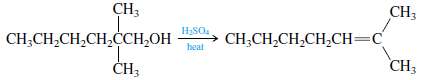 Acid-catalyzed dehydration of 2,2-dimethyl-1-hexanol gave a number of isomeric alkenes