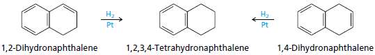 Both 1,2-dihydronaphthalene and 1,4-dihydronaphthalene may be selectively hydrogenated to 1,2,3,4-te