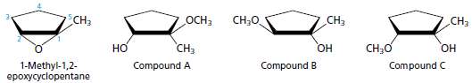 Given the starting material 1-methyl-1,2-epoxycyclopentane, of absolute configuration as shown,