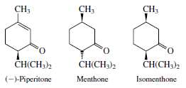 Consider the ketones piperitone, menthone, and isomenthone.Suggest reasonable explanations for
