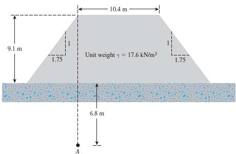 An earth embankment is shown in Figure 10.43. Determine the