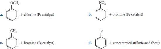 For each of the monosubstituted benzenes shown below,(1) Indicate whether