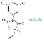 Vinclozolin (shown below) is a fungicide and has been reported