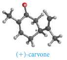 Determine the configuration, R or S, of (+)-carvone, the compound