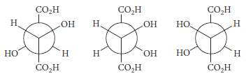 Following are Newman projections for the three tartaric acids (R,R),