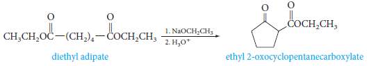 Diethyl adipate, when heated with sodium ethoxide, gives the product