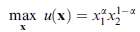 Generalize the preceding example to solve
subject to p1x1 p2x2 =