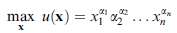 Solve the general Cobb-Douglas utility maximization problem
subject to p1x1 p2x2