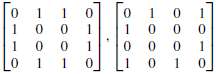 Are the simple graphs with the following adjacency matrices isomorphic?
(a)
(b)
(c)