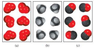 Which of the following diagrams represent diatomic molecules, polyatomic molecules,