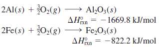 Calculate the standard enthalpy change for the reaction
2Al(s) + Fe2O3(s)