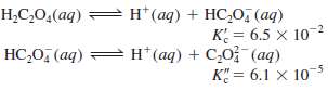 The following equilibrium constants have been determined for oxalic acid
