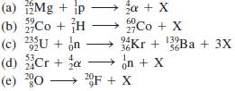 Complete the following nuclear equations and identify X in each