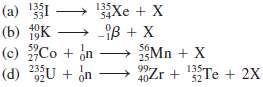 Complete the following nuclear equations and identify X in each