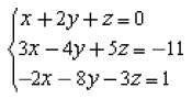 Solve this system of equations for x, y, and z.