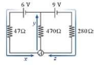 The circuit here is made of two batteries (6 volt