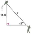 For each triangle, find the length of the labeled side.
a.
b.
c.