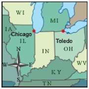 A pilot wants to fly from Toledo, Ohio, to Chicago,