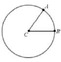 The circle at right has radius 4 cm, and the