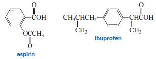 A. How could aspirin be synthesized, starting with benzene?
b. Ibuprofen