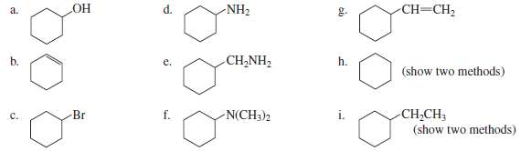 Using cyclohexanone as the starting material, describe how each of
