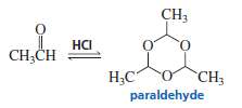 In the presence of an acid catalyst, acetaldehyde forms a