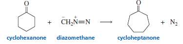 When a cyclic ketone reacts with diazomethane, the next larger