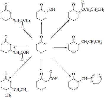 Show how the following compounds could be prepared from cyclohexanone