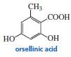 Orsellinic acid, a common constituent of lichens, is synthesized from