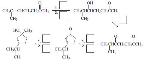 Fill in each box with the appropriate reagent: