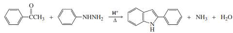 2-Phenylindole is prepared from the reaction of acetophenone and phenylhydrazine,